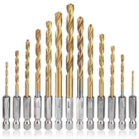 Spiralbohrer Set 13-Tlg. HSS Titan Beschichtet FüR Holz Kunststoff Metall