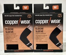 Set of 2 Copper Wear ELBOW Sleeve sz M Medium Comfortable Compression NIB
