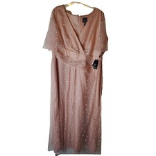 Adrianna Papell MelloBlush Metallic Flutter Sleeve Gown, NWT, 22W
