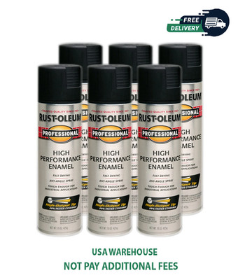 Professional High Performance Enamel Spray Paint, 15 Oz, Semi-Gloss Black,6 Pack