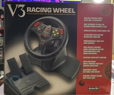 Interact V3 Racing Wheel + Pedals For N64 Nintendo 64 - Complete In Box