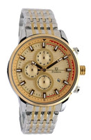 Pierrini Herren Armband Uhr 45Mm Chronograph Stoppuhr Datum Bicolor Neu + Box