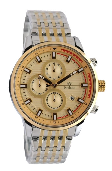 Pierrini Herren Armband Uhr 45Mm Chronograph Stoppuhr Datum Bicolor Neu + Box-image