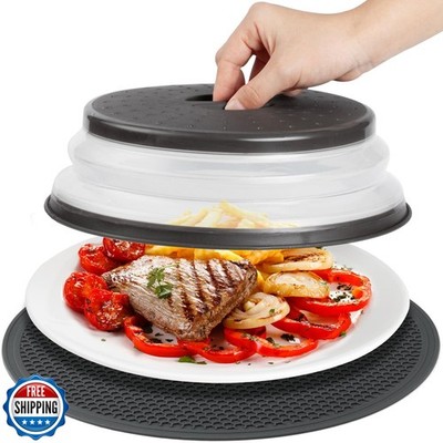 MAGJIUKE Microwave Splatter Cover and Silicone Mat   Collapsible,