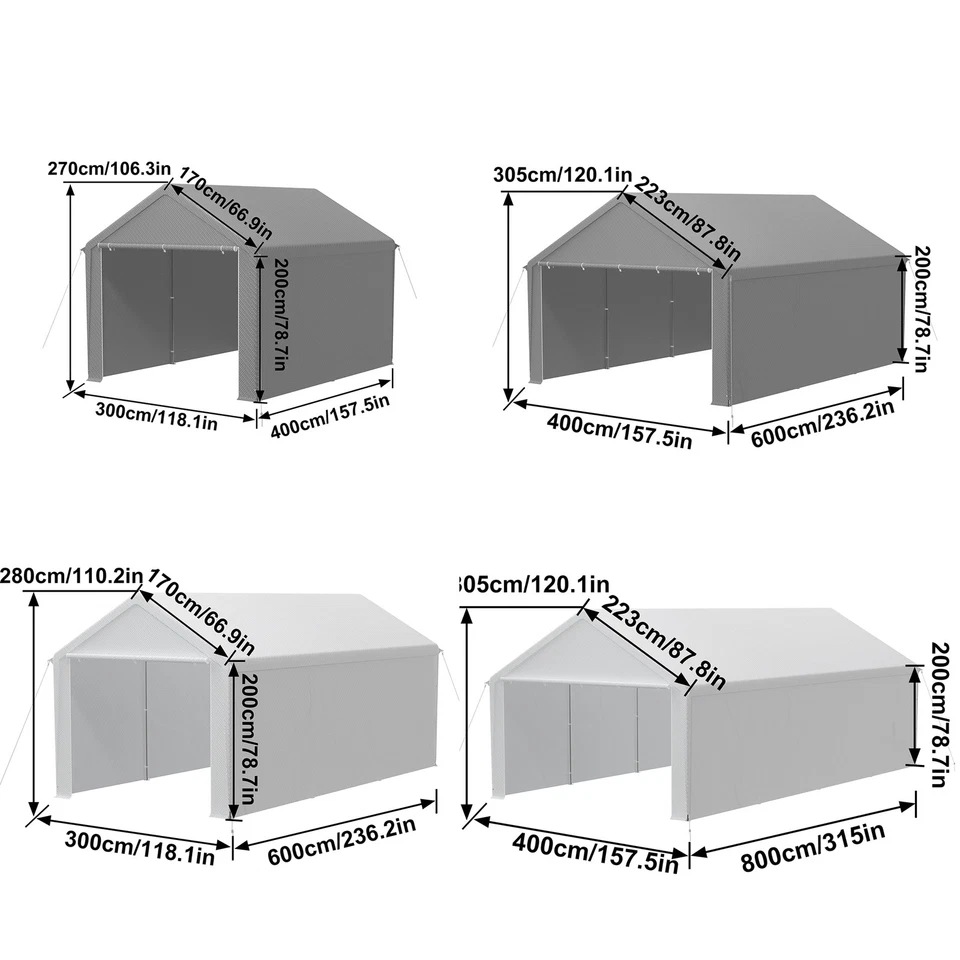 Carport Tent Garage, Waterproof Storage Tent with PE Roof, Garage Tent - Image 2 of 4