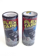 2X NEW Flex Tape SUPER STRONG Rubberized Waterproof Repair Tape Black 8 in x 5Ft