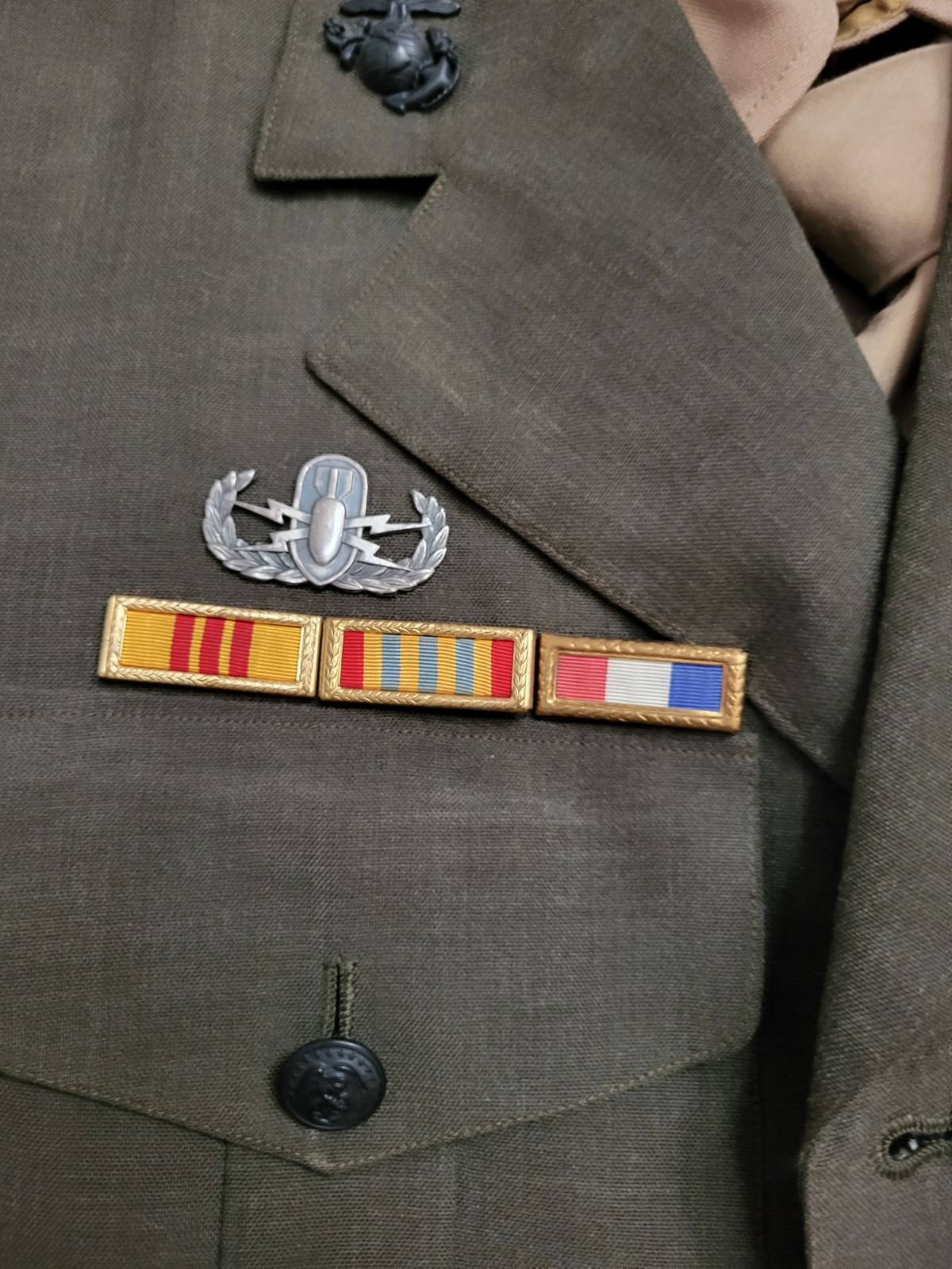 Vietnam War USMC Tunic Tailored Air Crew Member EOD Specialist 2nd Lieutenant 