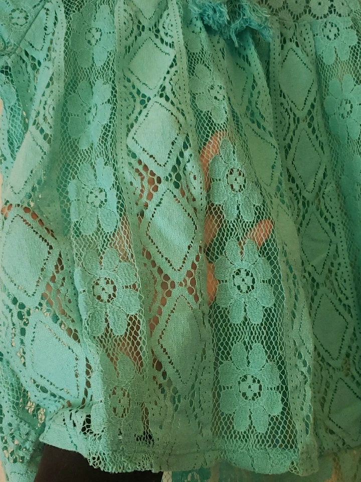 Speechless Girls Size Large Lace Blouse With Faux Tassle Ties Good For Layering - Image 2 of 4