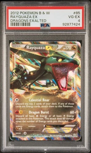 2012 POKEMON B&W DRAGONS EXALTED #85 RAYQUAZA EX PSA 4
