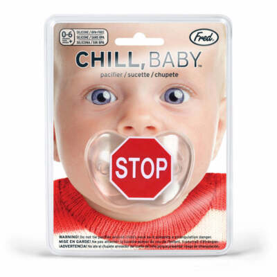 LOT OF 2 ~ Chill Baby STOP SIGN Pacifier ~ 0-6 Month ~ BPA-Free Silicone Soother