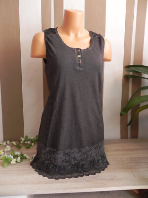 Tredy * hübsches Long Top / Long Shirt mit Spitze * Gr. 38
