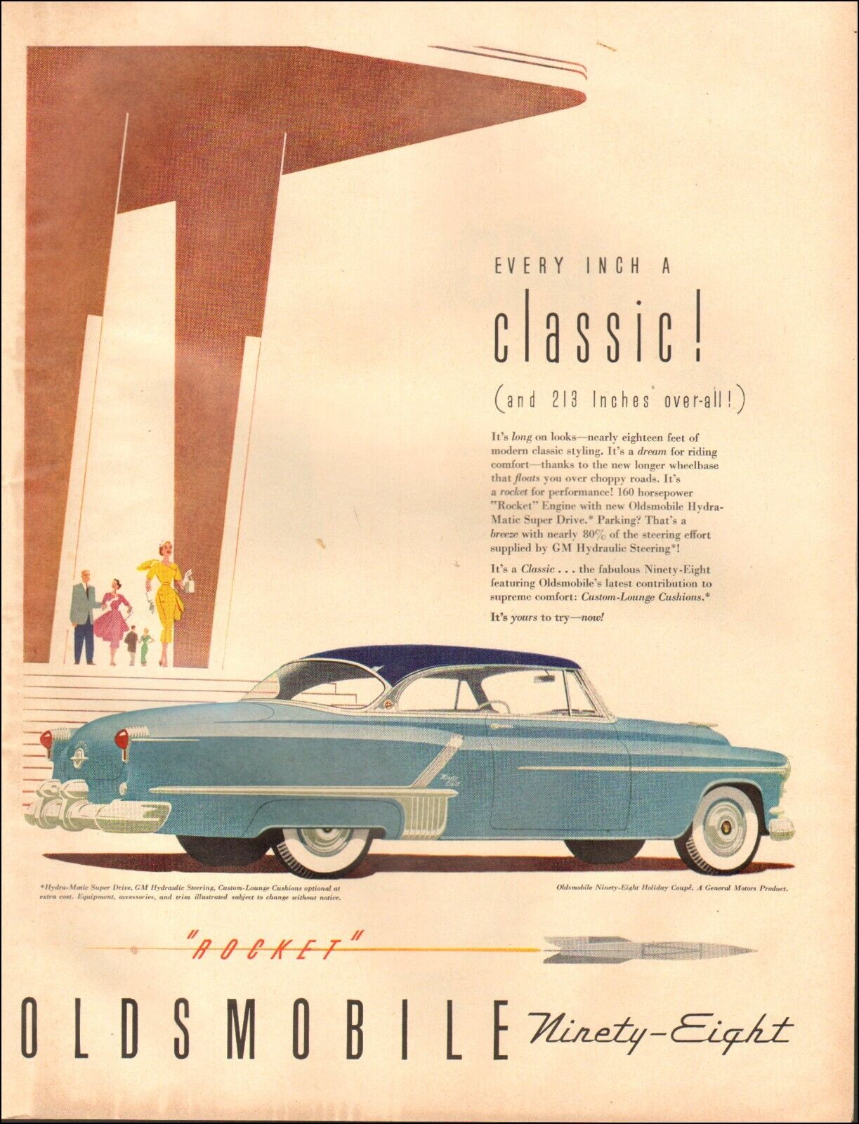 1950's Vintage ad for Oldsmobile Ninety-eight retro Car Auto Blue 06/09/22  | eBay