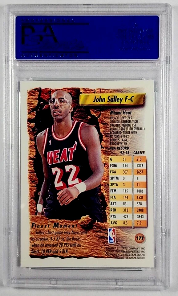 1993-94 Topps Finest Refractor #177 John Salley SP PSA 9 *только на 4 выше* - Изображение 2 из 3