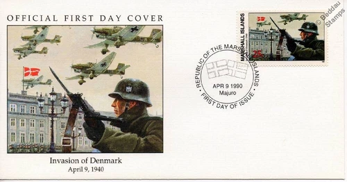 1940 GERMAN ARMY INVASION OF DENMARK / Ju-87 Stuka Aircraft WWII Stamp FDC