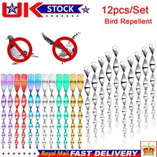 12x Outdoor Bird Repellent Wind Spiral Bird Scare Rod Reflective Rods Deterrent