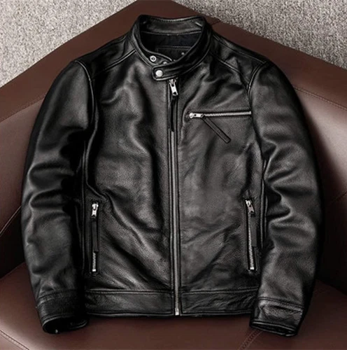 Men's Motorcycle Vintage Distressed Black Real Leather Biker Winter Jacket