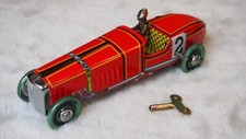 Wind Up Tinplate Tin Plated Toy 2 Racing Sports Car Antique Classic Red
