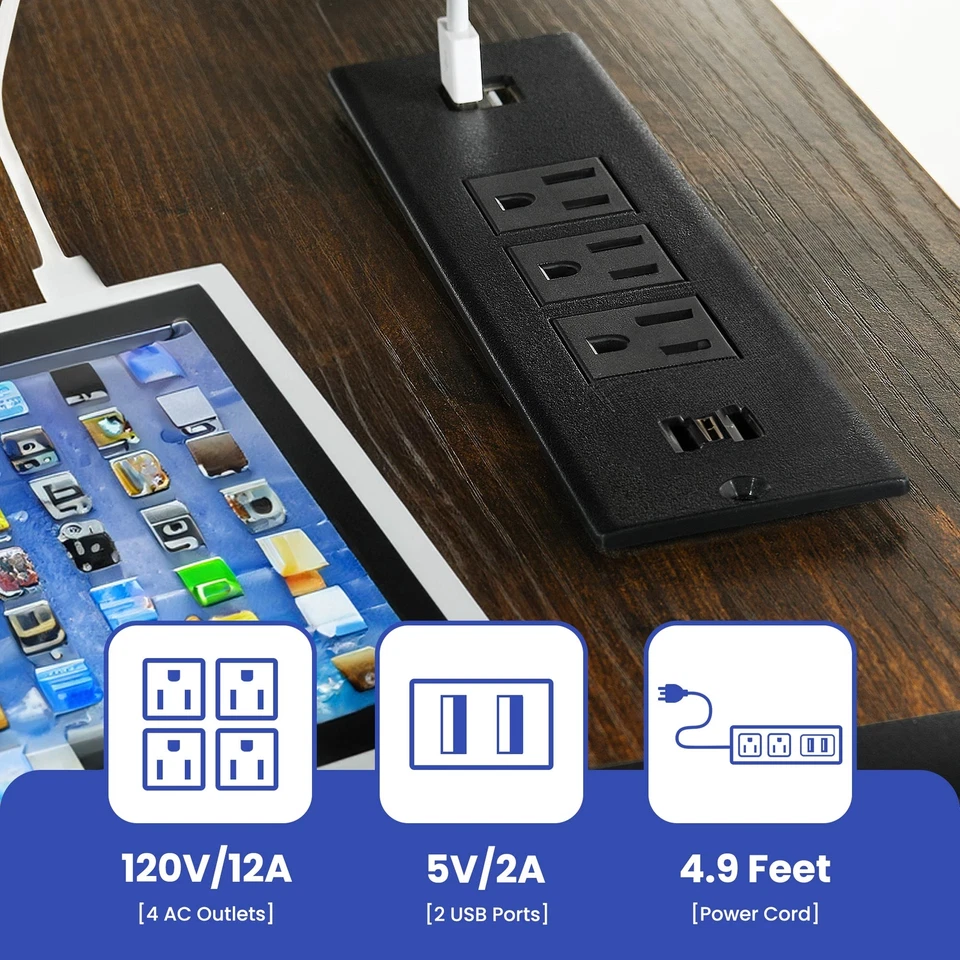 TV Stand Console for TVs up to 70 in w/ LED Lights and Power Outlets Console - Image 3 of 4