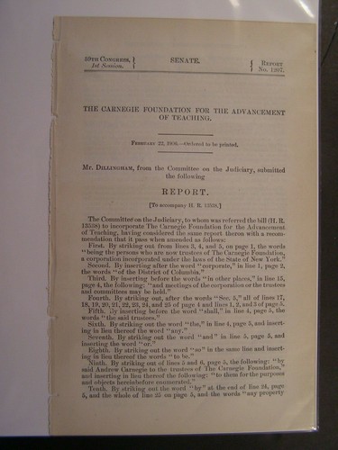 Government Report 1906 The Carnegie Foundation for the Advancement of Teaching - 第 1/1 張圖片