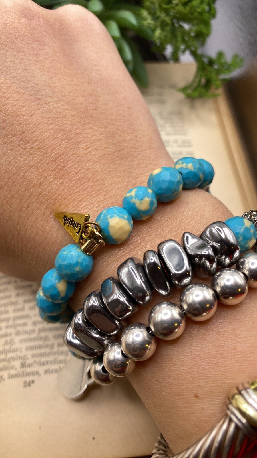 Erimish Beaded & Rhinestone Stack Bracelet Set Of… - image 2