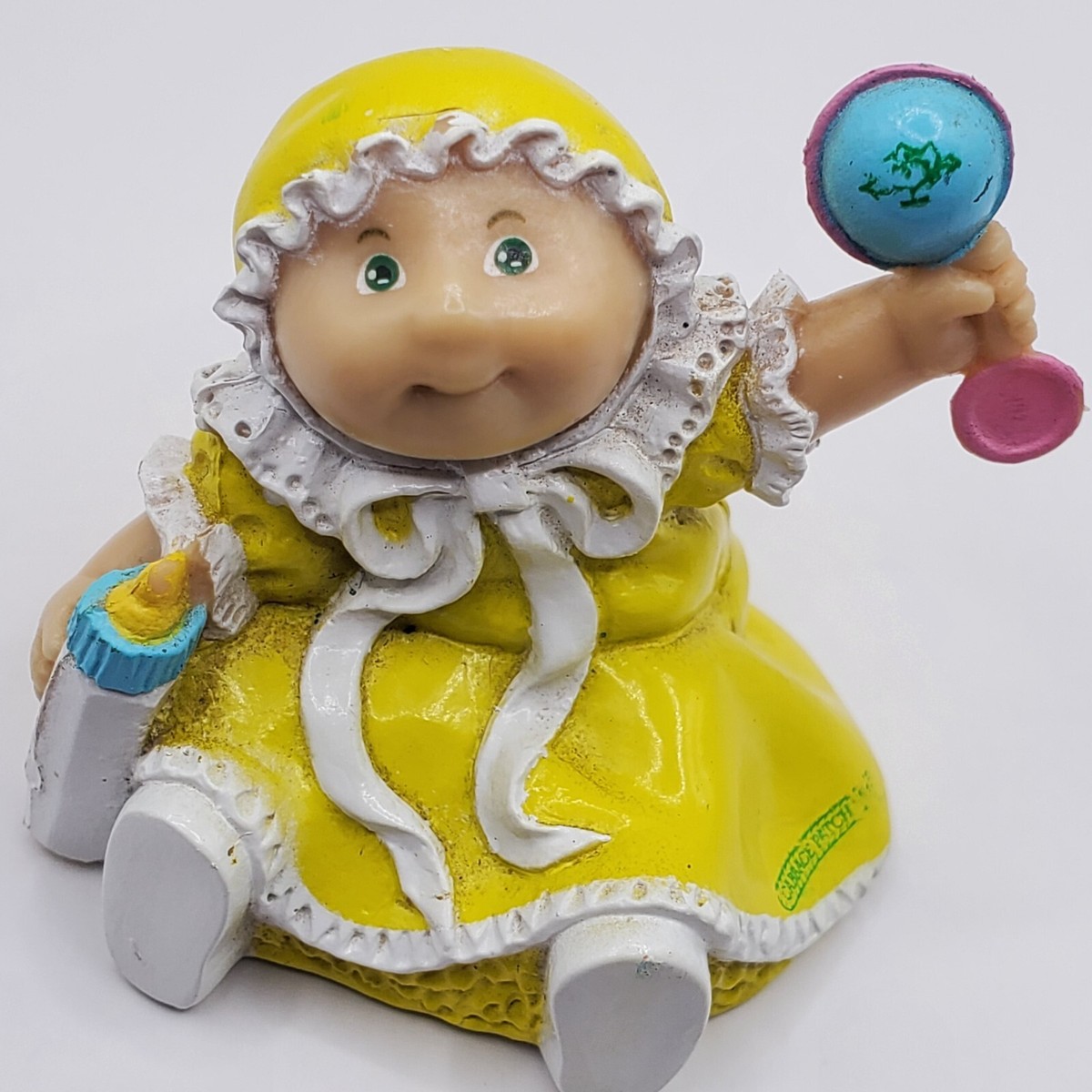 Cabbage Patch Kids Doll Girl Yellow Dress Rattle Baby Bottle