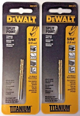 Dewalt DW1371 5/64'' 2 Piece Split Point Titanium Drill Bits 2PKS