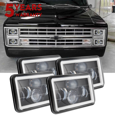 4Pc 4x6'' Led Headlights Hi/Lo For Chevrolet C10 C20 C30 K10 K20 1980-1986 Pickup