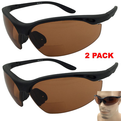 2 Pack Lot Bifocal Reader Reading Sun Glasses Sunglasses Brown Amber Lens Safety