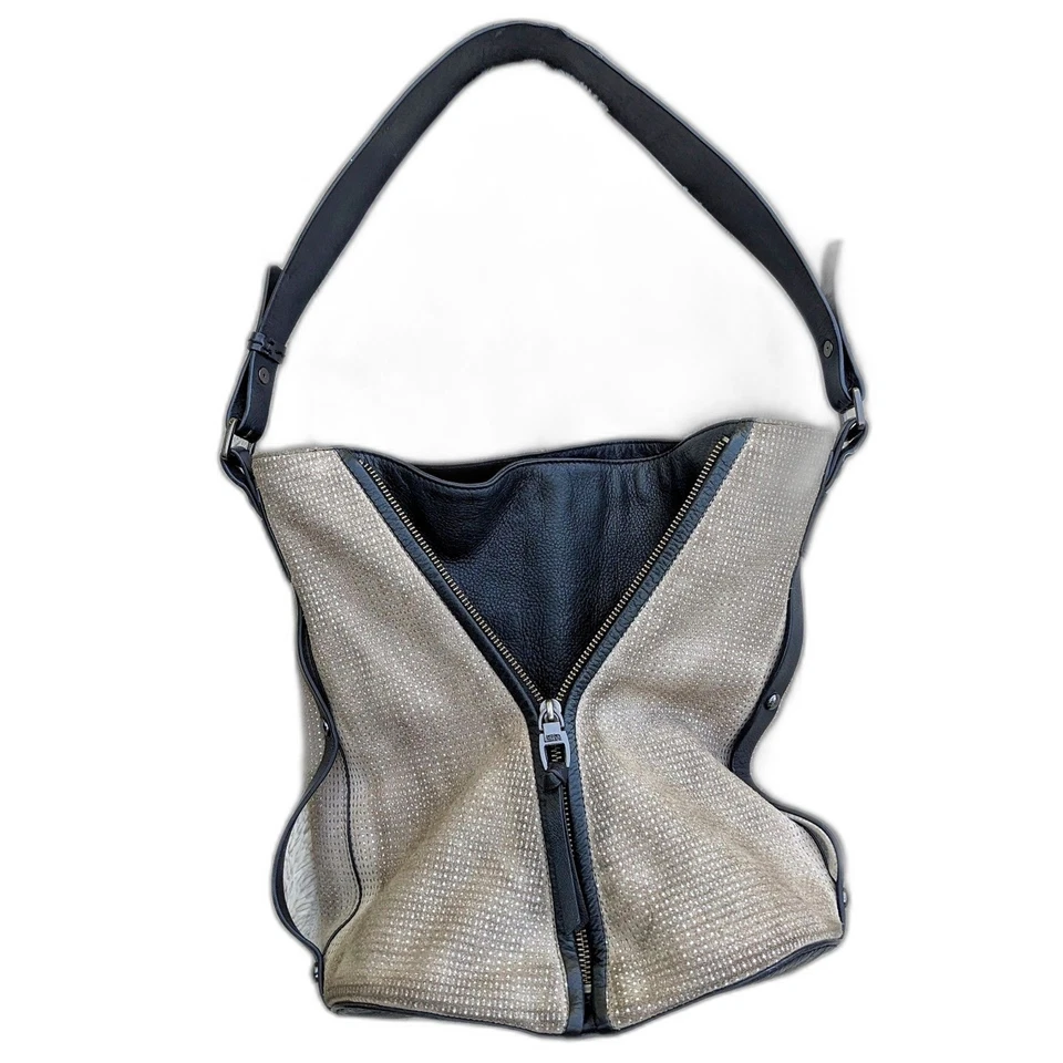 Bolso de Hombro Hobo Grande Expansible KOOBA Vintage Y2K Gamuza Metálica y Cuero con Cremallera Foto 2 de 4