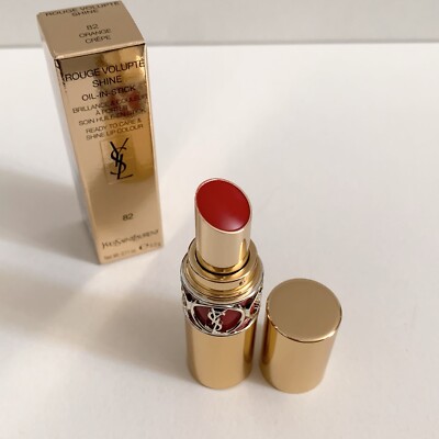 YSL rouge volupte shine lipstick 82 Orange Crepe | eBay