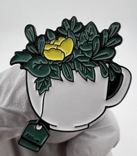 Needle Minder - Cup of Tea Enamel Pin. Lapel. 