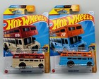 Lot of (2) 2024 Hot Wheels TROUBLE DECKER George Town Red Orange HW Fast Transit
