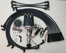 small cap CADILLAC 390 365 331 1955-62 HEI Distributor + BLACK SPARK PLUG WIRES