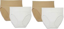4 Pcs Vassarette Vanity Fair Seamless Smoothing Hi-Cut Panty Wht/Latte Sz- S / 5