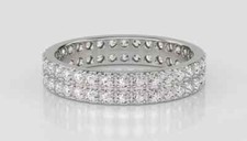 4.40 TCW Round Moissanite Dual Row Eternity Wedding Band 14k White Gold Plated
