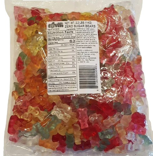 Sugar Free Gummy Bears efrutti Zero Sugar 2.2 lbs Bulk Diabetic Snack Candy 1 KG