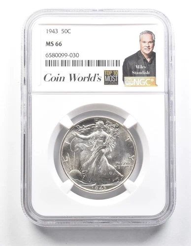 1943 Walking Liberty Half Dollar Miles Standish MS66 NGC *1426