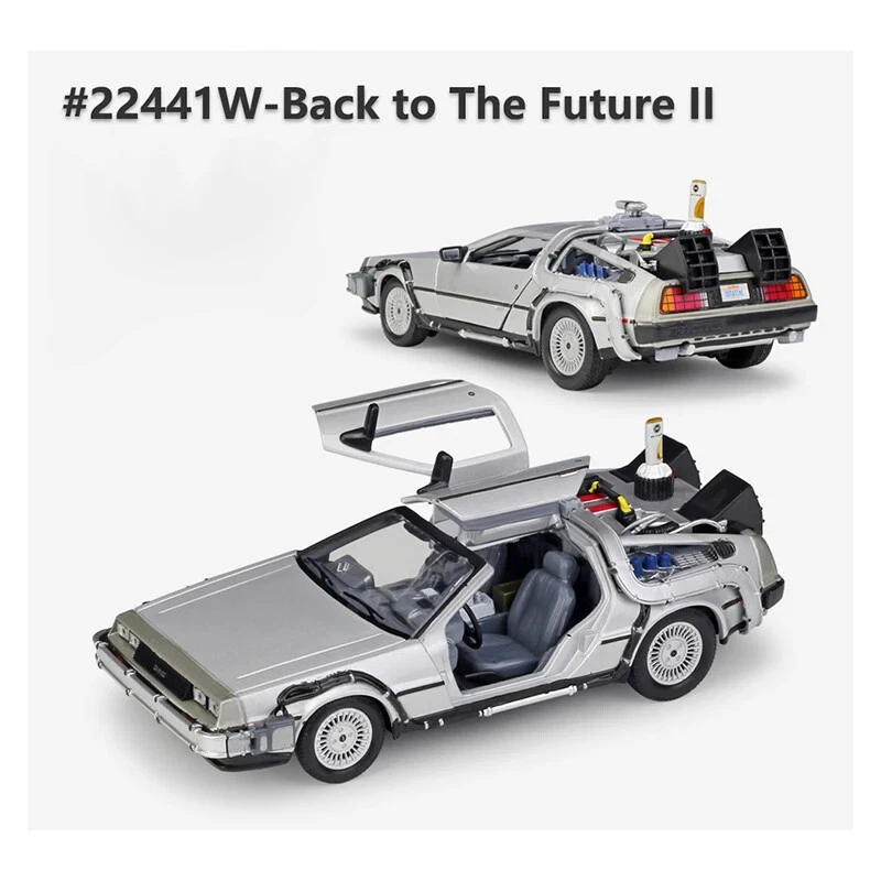 WELLY 1:24 Alloy Model Car DMC-12 delorean back to the future Time Machine Toy - Image 2 of 4