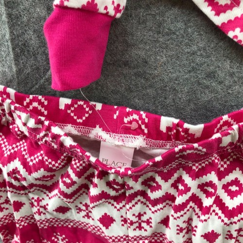 NWT Children's Place Girls Size 6 Long Sleeve Pajama Set Cotton Pink Fair Isle - Picture 5 of 12