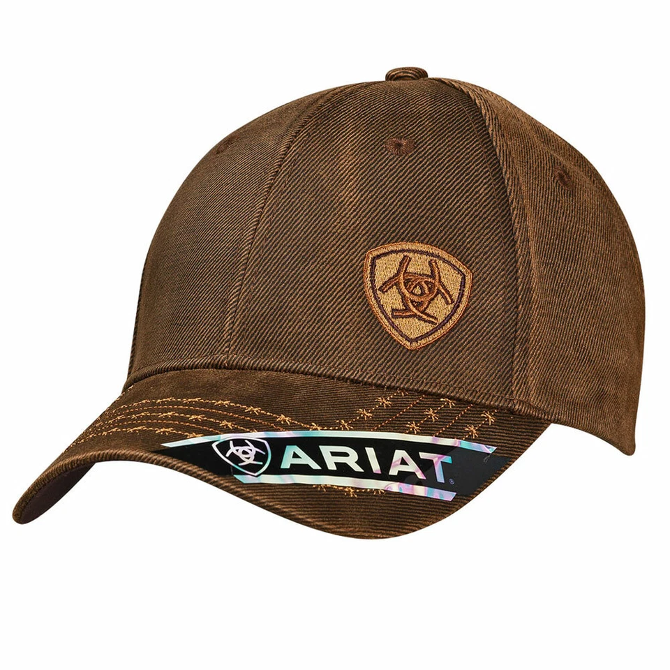 1518002 Ariat Men's Brown Logo Oilskin Ball Cap NEW - Image 1 of 1