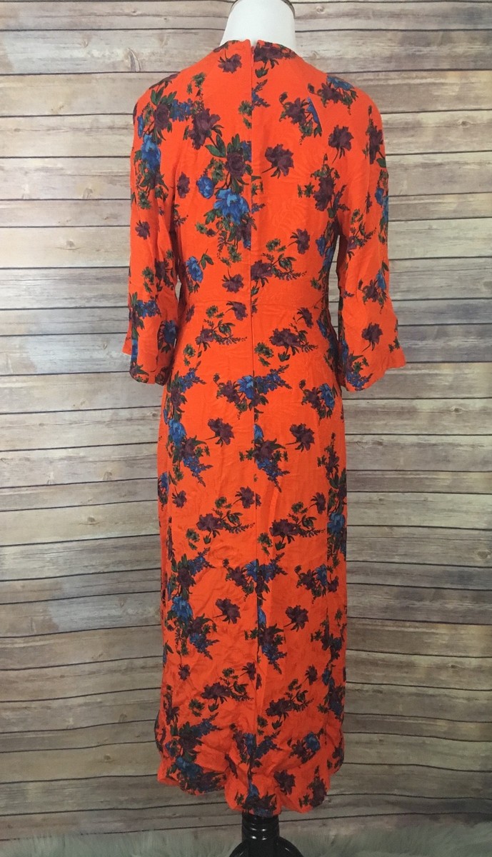 NWT Topshop Floral Knot Front Midi Dress (Size 2) | eBay