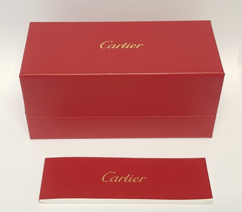 CARTIER Brillen Sonnenbrillen Box Prospekt LEER rot goldfarben Infoheft