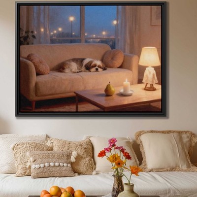 Oil Painting Shih Tzu Dog Canvas Print Dog Lover Wall Art Living Room Decor