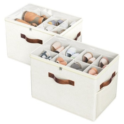 Budding Joy 2 Pack Shoe Organizer for Closet, Clear Foldable Shoe Storage Con...