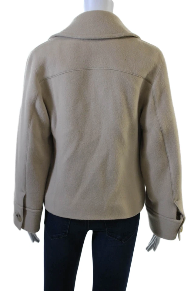 Vince Mujer Clásica Beige Chaqueta de Lana Cuello Botón Manga Larga Talla XS Foto 4 de 4
