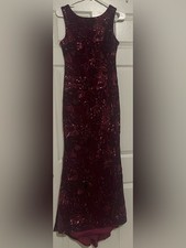 Eliza J Burgundy Sequin Velvet Formal Wedding Guest Dress