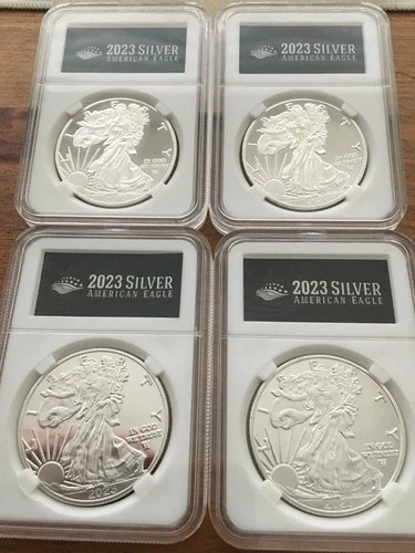 (4) 2023 w american eagle .999 silver unc liberty walking design