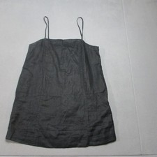 Madewell Dress Womens 12 Black Mini Goldie Linen Party Wear Square Neck Back Zip