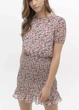 URBAN OUTFITTERS floral shirred skirt mini dress size M Medium Boho Womens