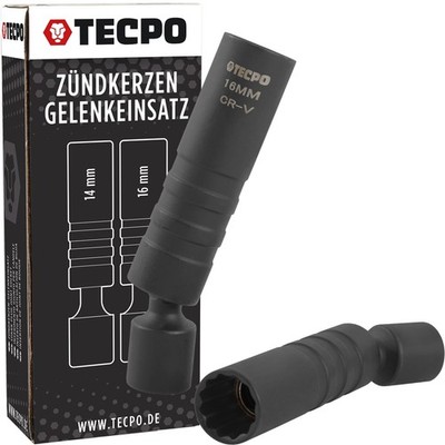 TECPO GLÜHKERZEN ZÜNDKERZEN-SCHLÜSSEL 14-16 mm VIELZAHN GELENK NUSS 3/8 MAGNET